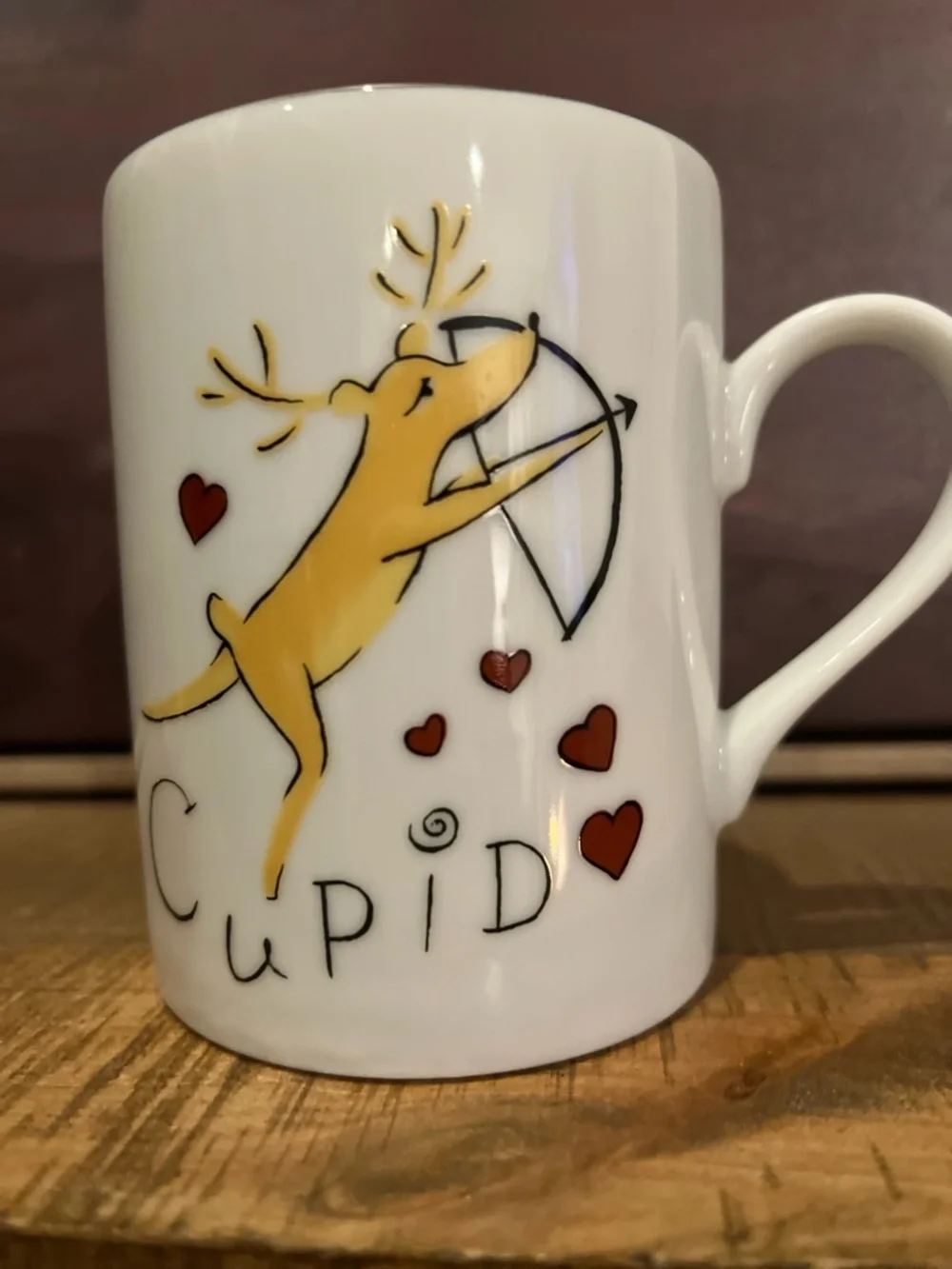 Pottery Barn REINDEER - CUPID 12oz Mug Cup Porcelain Japan Christmas VGUC
